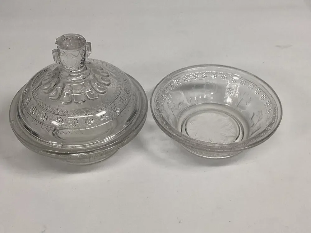 2 Antique EAPG Adam’s & Co Egyptian Oasis Pattern Sphinx Candy Dishes (1 Lidded)